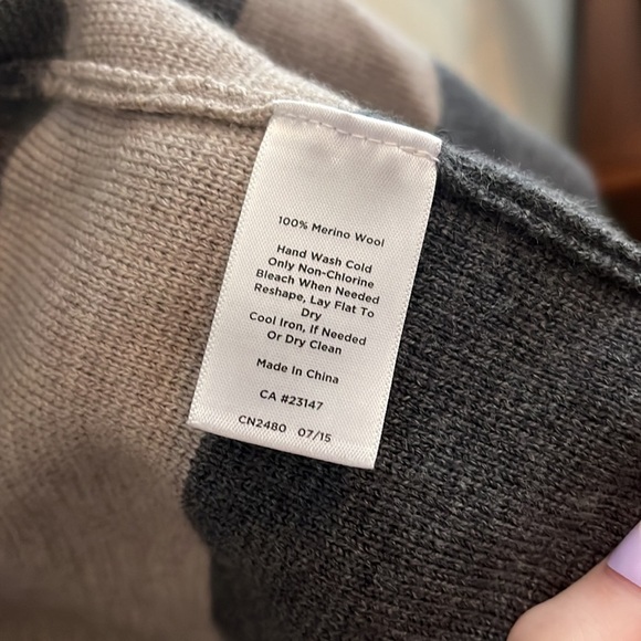 Talbots Merino Wool Open Cardigan Sweater neutral minimalistic gray tan cream - Picture 3 of 4